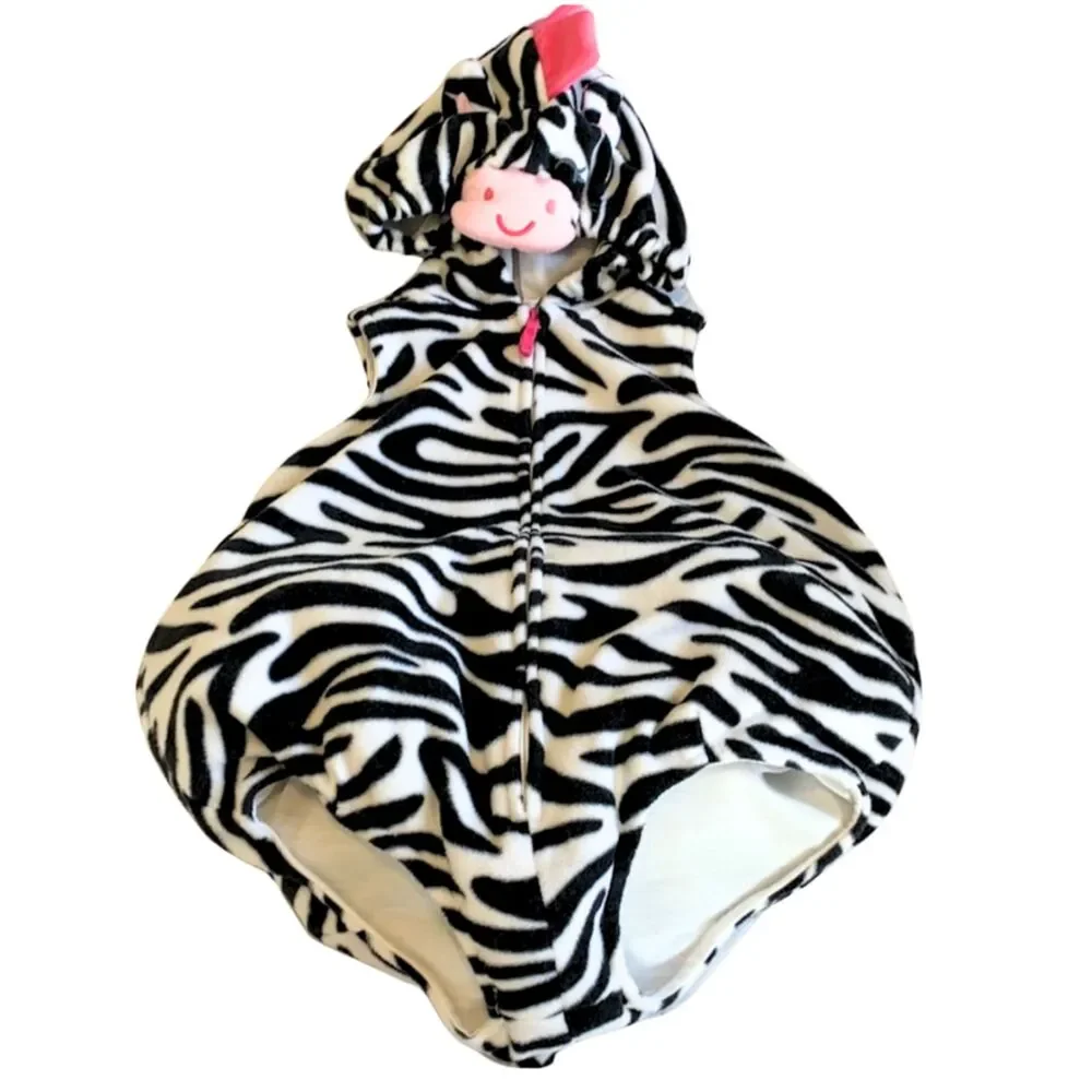 Infant Baby Zebra Costume Plush Hooded Halloween 3-6m
